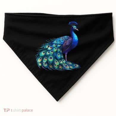 Beautiful Blue Peacock Teal Feathers Bird Lover Women USA-Made Doggie Bandana