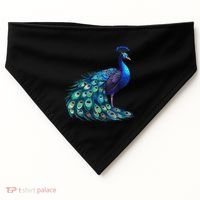 Beautiful Blue Peacock Teal Feathers Bird Lover Women USA-Made Doggie Bandana thumb 0