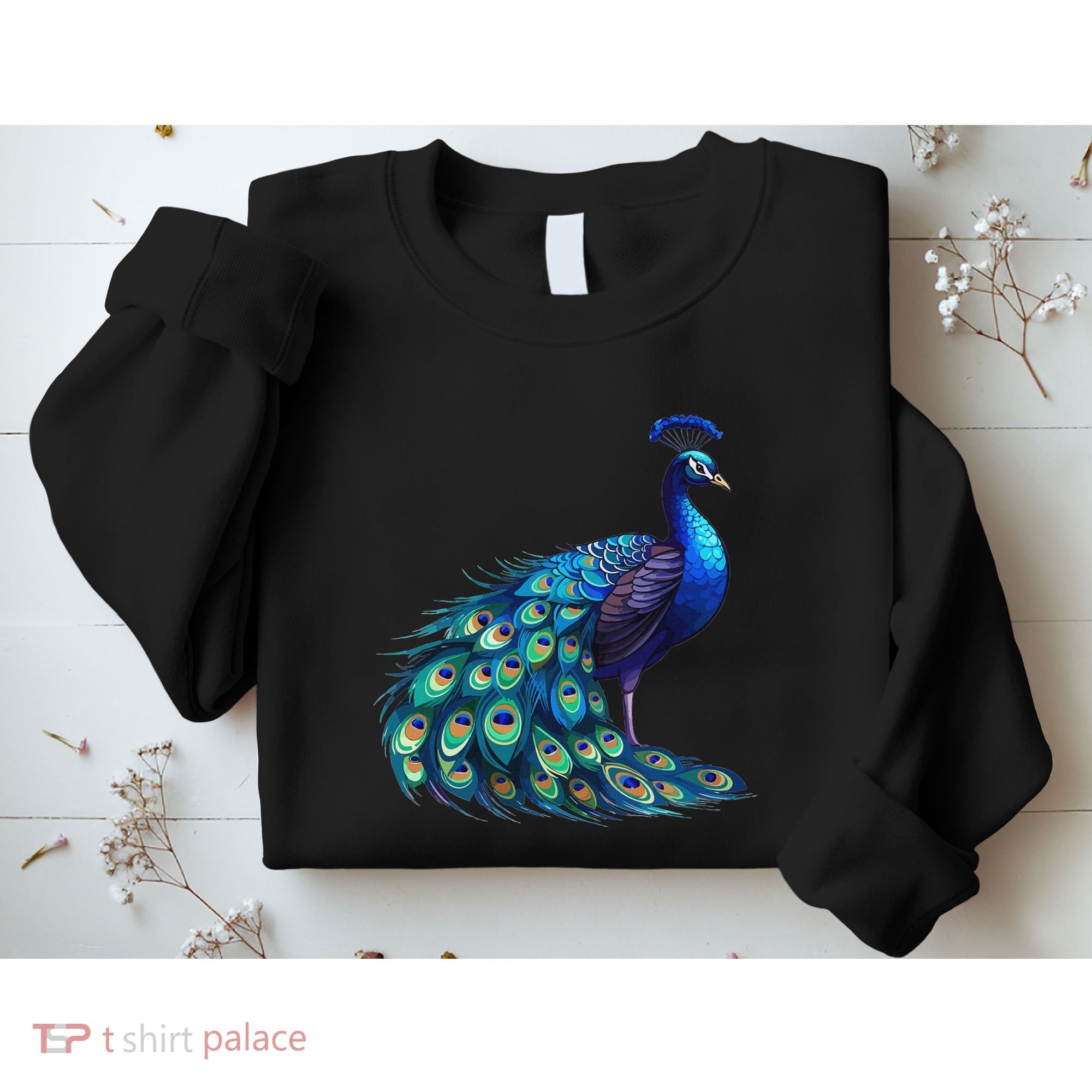 Beautiful Blue Peacock Teal Feathers Bird Lover Women Sweatshirt