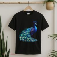 Beautiful Blue Peacock Teal Feathers Bird Lover Women T-Shirt thumb 2