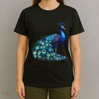 Beautiful Blue Peacock Teal Feathers Bird Lover Women T-Shirt thumb 4