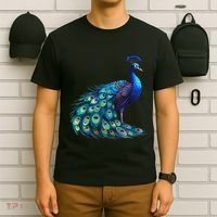 Beautiful Blue Peacock Teal Feathers Bird Lover Women T-Shirt thumb 6