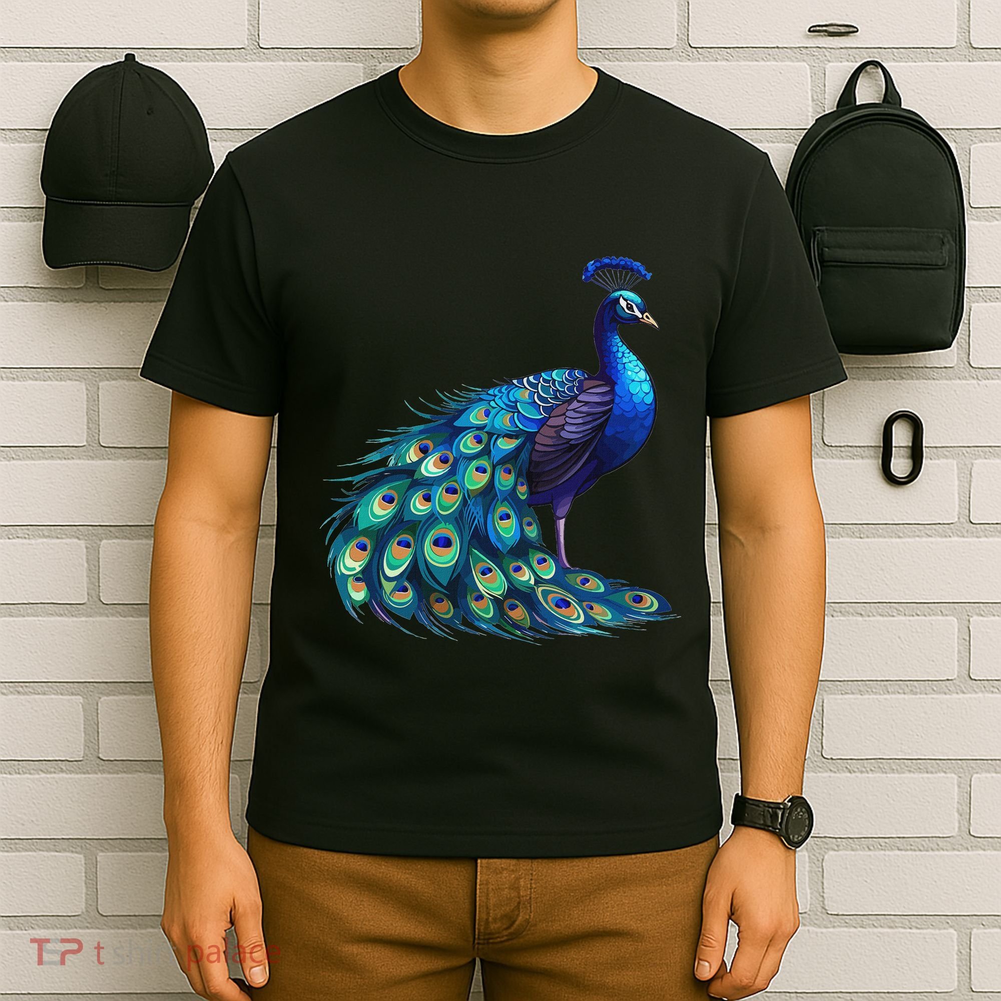 Beautiful Blue Peacock Teal Feathers Bird Lover Women T-Shirt