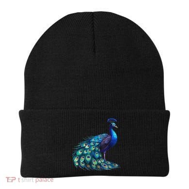 Beautiful Blue Peacock Teal Feathers Bird Lover Women Beanie