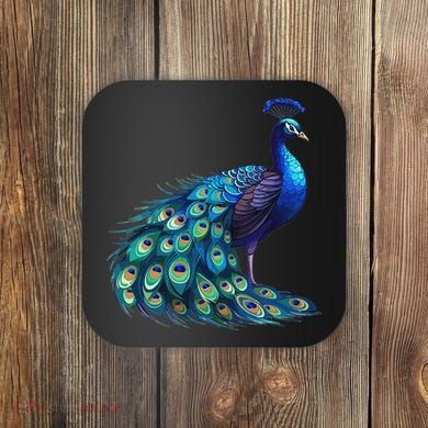 Beautiful Blue Peacock Teal Feathers Bird Lover Women Coaster