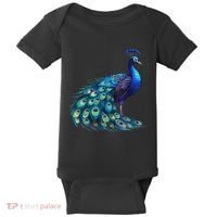 Beautiful Blue Peacock Teal Feathers Bird Lover Women Baby Bodysuit thumb 0