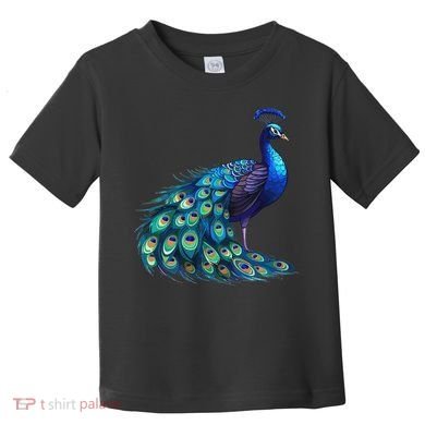 Beautiful Blue Peacock Teal Feathers Bird Lover Women Toddler T-Shirt