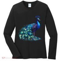 Beautiful Blue Peacock Teal Feathers Bird Lover Women Women's Long Sleeve Shirt thumb 0