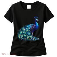 Beautiful Blue Peacock Teal Feathers Bird Lover Women Women's T-Shirt thumb 0