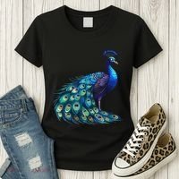 Beautiful Blue Peacock Teal Feathers Bird Lover Women Women's T-Shirt thumb 3