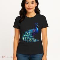 Beautiful Blue Peacock Teal Feathers Bird Lover Women Women's T-Shirt thumb 4