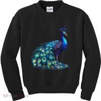 Beautiful Blue Peacock Teal Feathers Bird Lover Women Kids Sweatshirt thumb 0