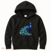 Beautiful Blue Peacock Teal Feathers Bird Lover Women Kids Hoodie thumb 0