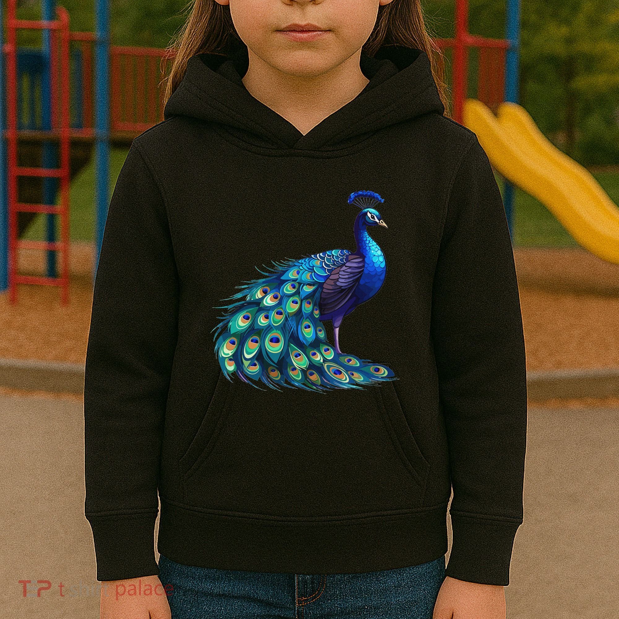 Beautiful Blue Peacock Teal Feathers Bird Lover Women Kids Hoodie