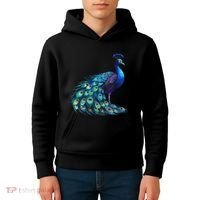 Beautiful Blue Peacock Teal Feathers Bird Lover Women Kids Hoodie thumb 4