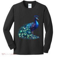 Beautiful Blue Peacock Teal Feathers Bird Lover Women Kids Long Sleeve Shirt thumb 0