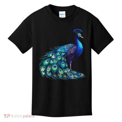Beautiful Blue Peacock Teal Feathers Bird Lover Women Kids T-Shirt