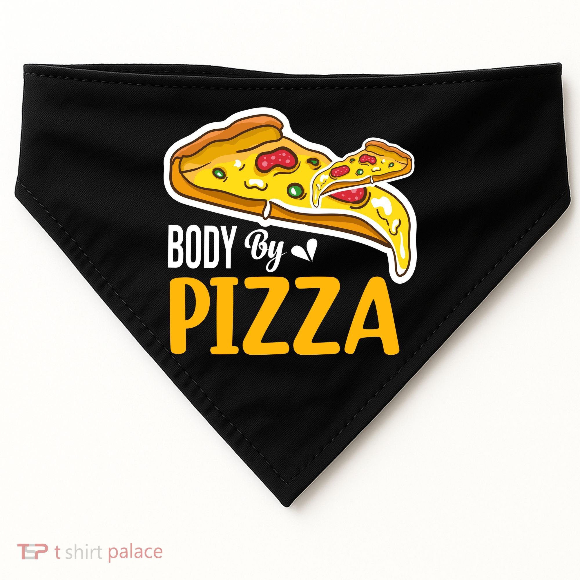 Body By Pizza Graphic Plus Size Shirt For Girl Boy USA-Made Doggie Bandana