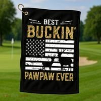 Best Buckin Pawpaw Ever Funny Gift Deer Hunter Cool Hunting Gift Golf Towel thumb 1