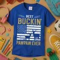 Best Buckin Pawpaw Ever Funny Gift Deer Hunter Cool Hunting Gift Kids T-Shirt thumb 3