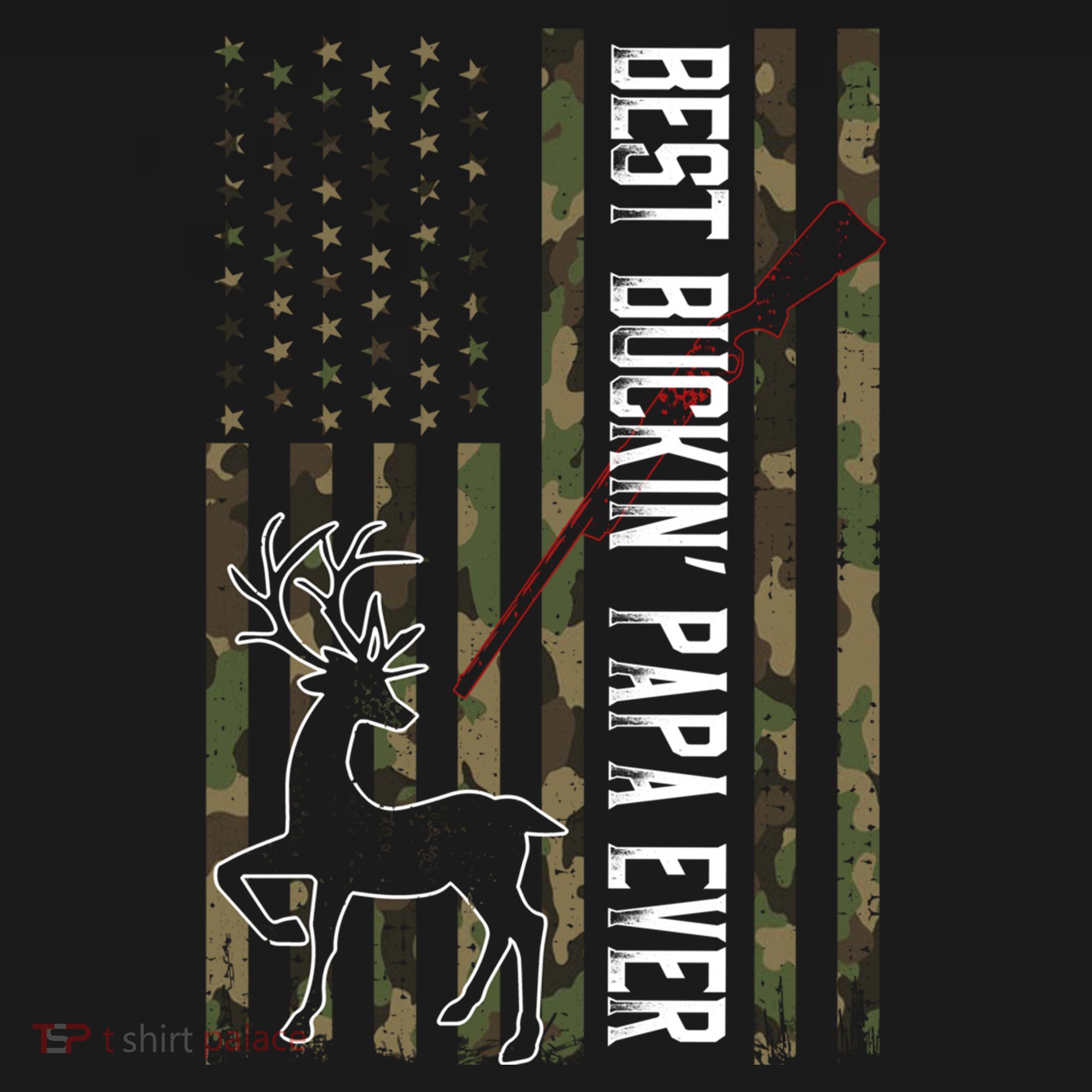 Best Buckin Papa Ever Gift Camo Deer Hunting Bucking Gift Doggie Tank