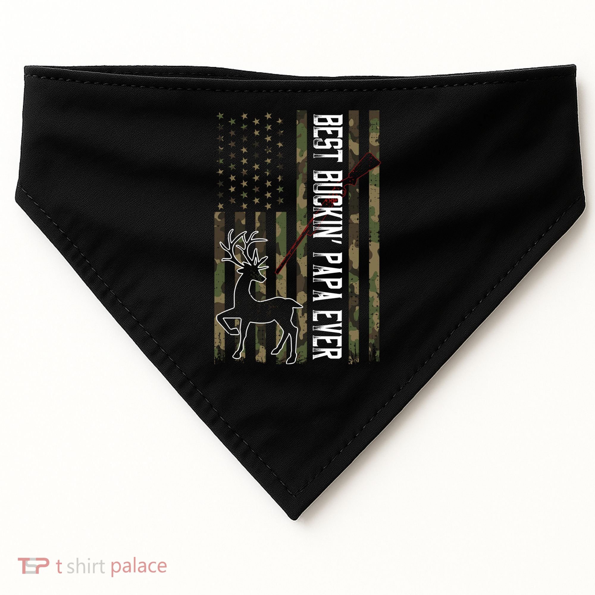 Best Buckin Papa Ever Gift Camo Deer Hunting Bucking Gift USA-Made Doggie Bandana