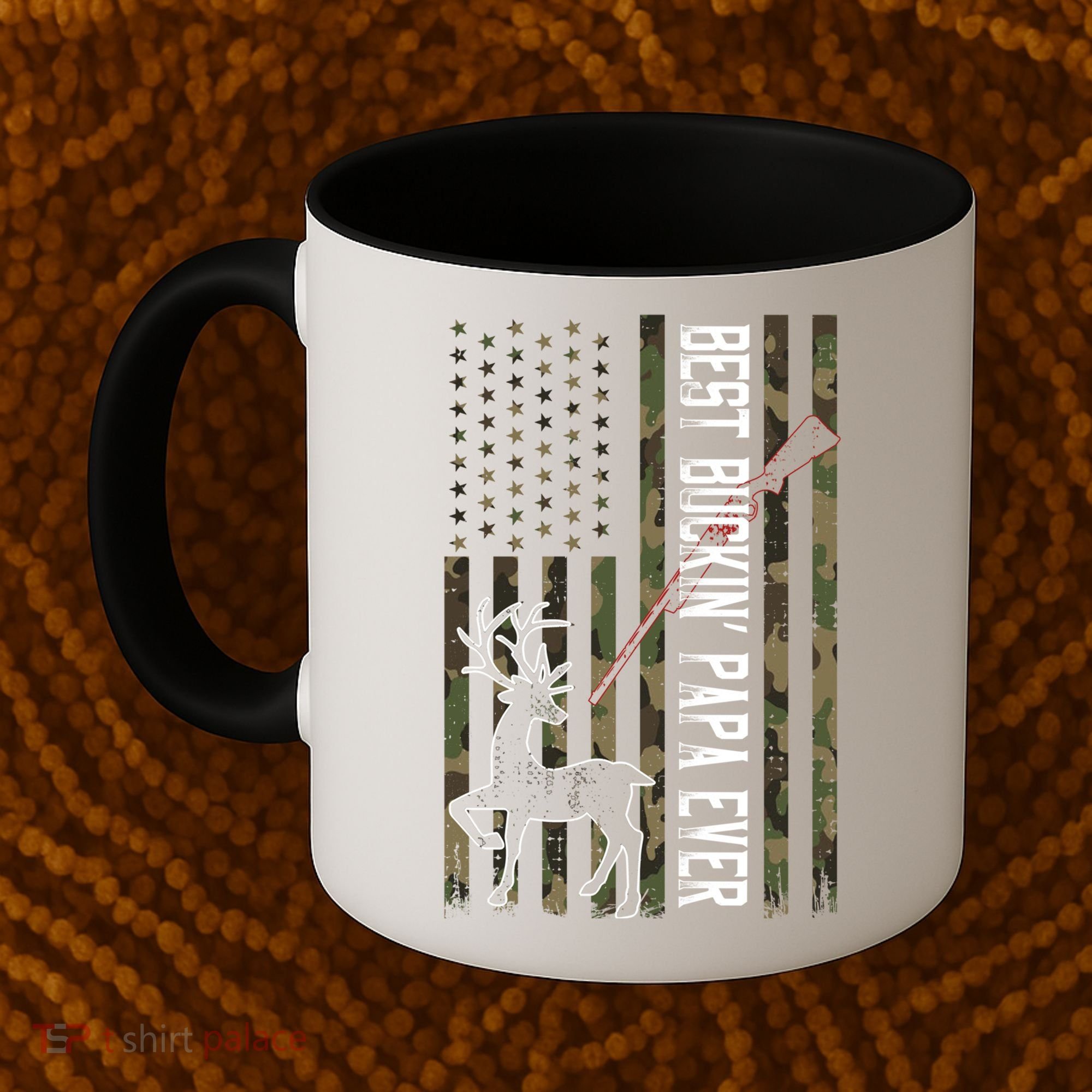Best Buckin Papa Ever Gift Camo Deer Hunting Bucking Gift Coffee Mug