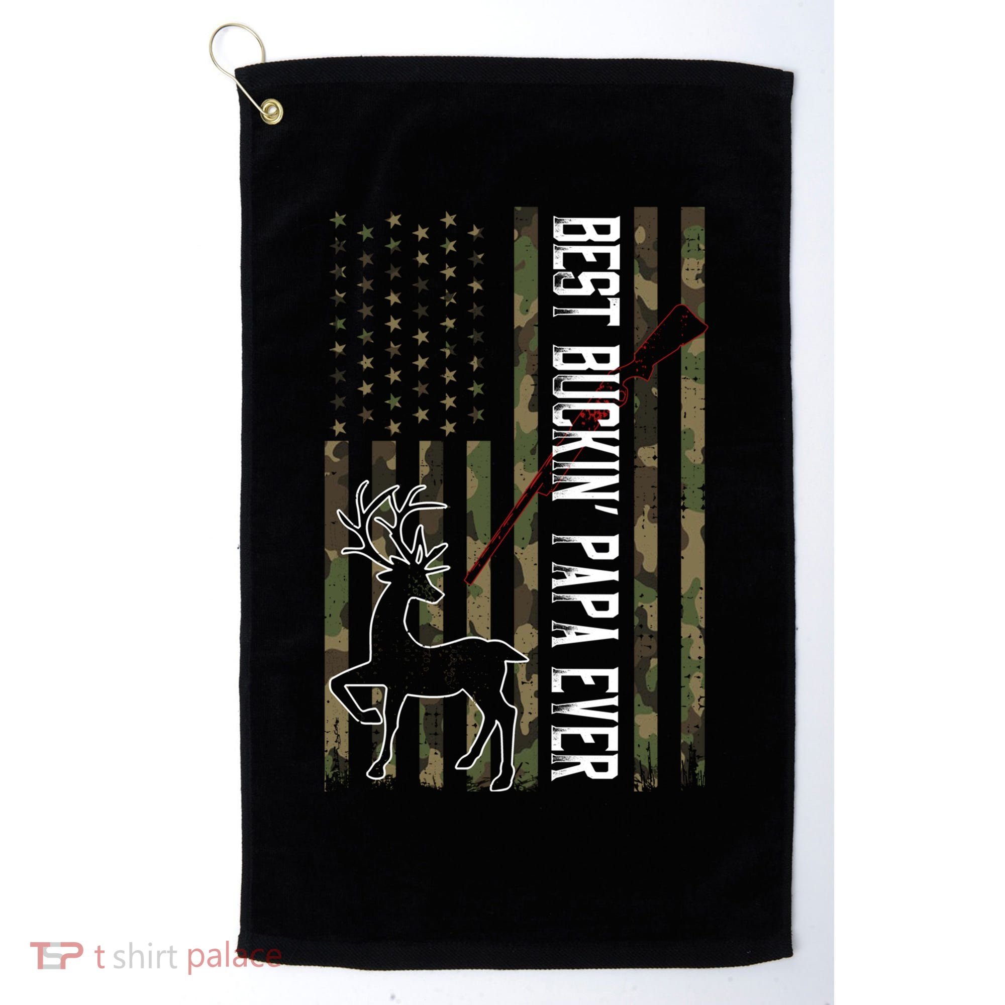 Best Buckin Papa Ever Gift Camo Deer Hunting Bucking Gift Golf Towel