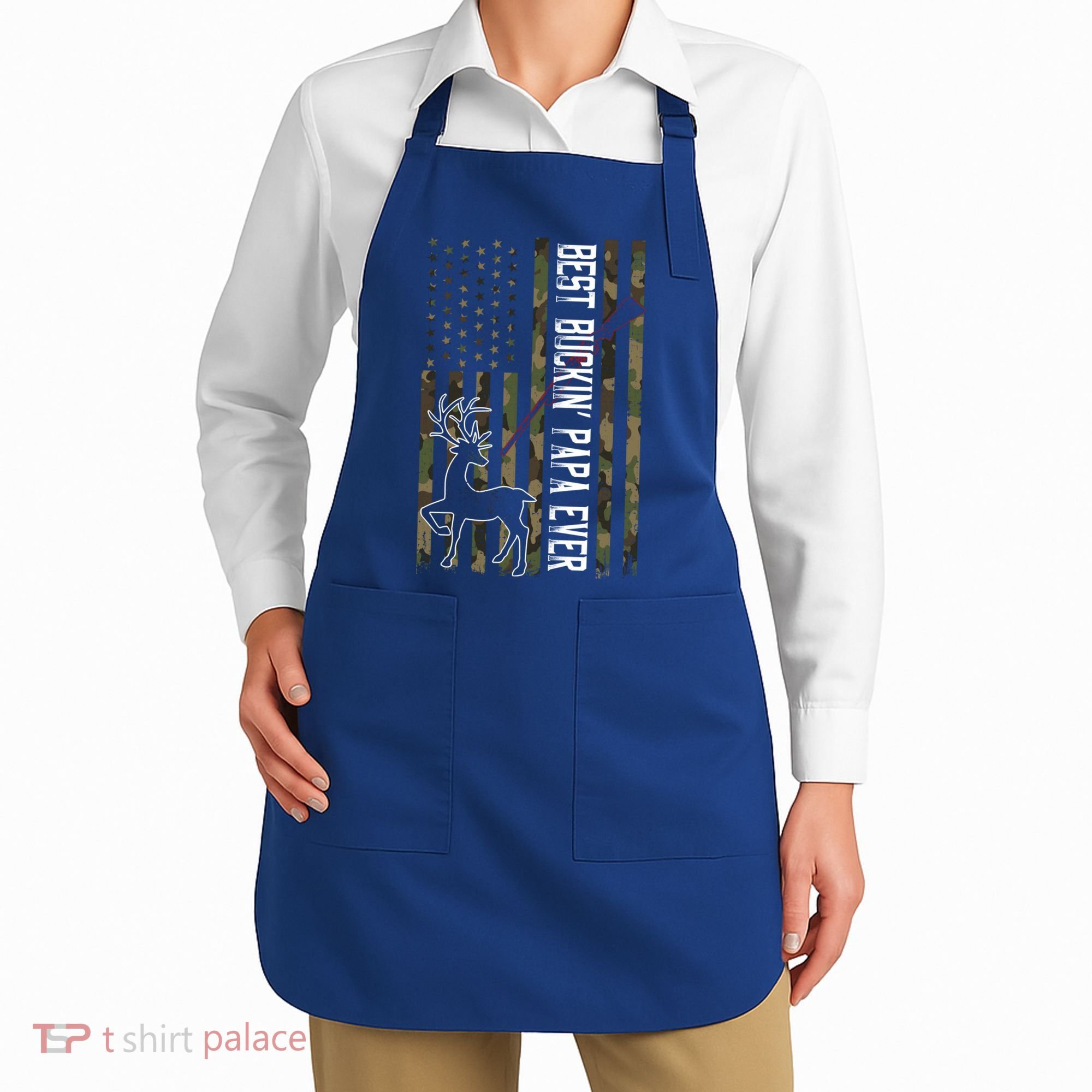 Best Buckin Papa Ever Gift Camo Deer Hunting Bucking Gift Apron