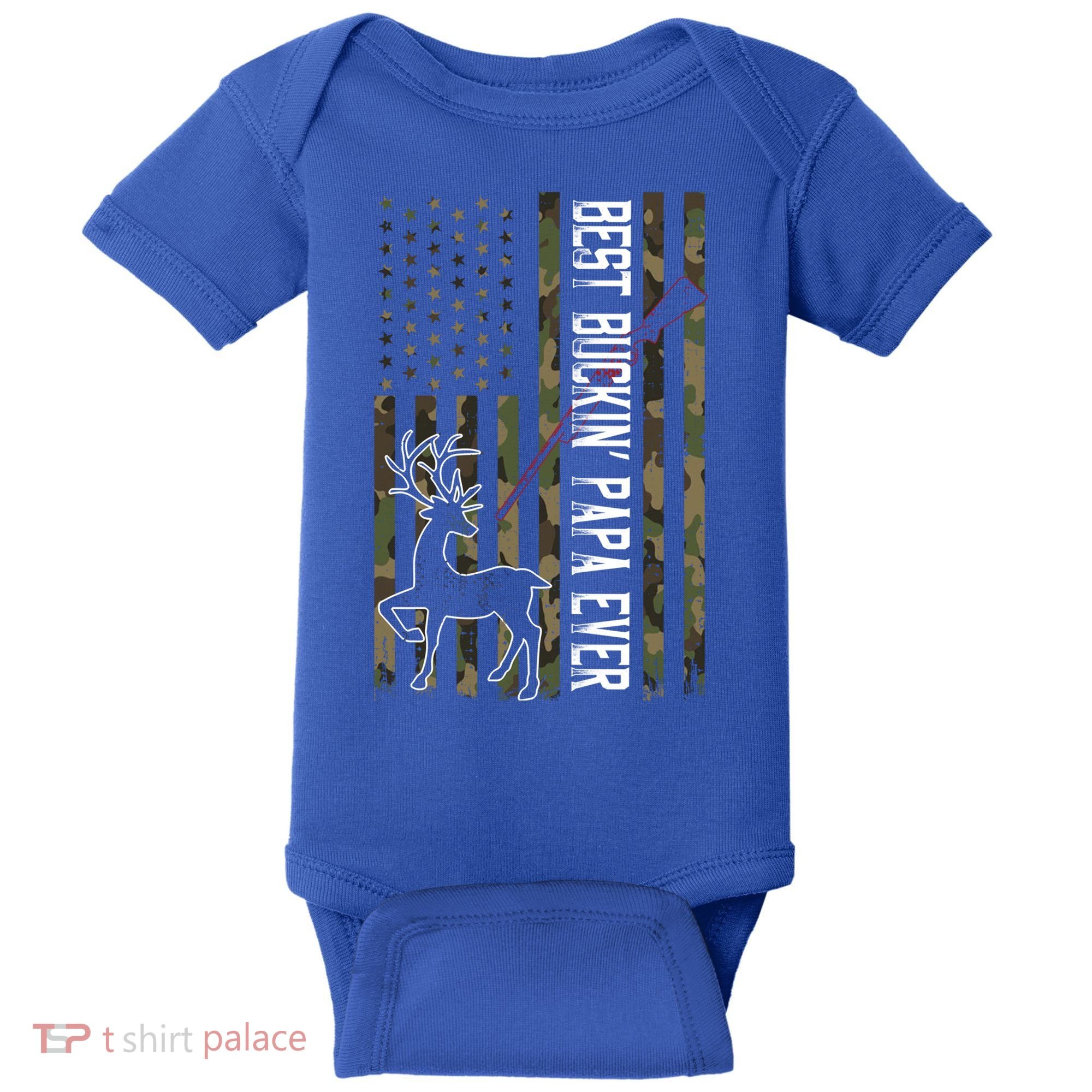 Best Buckin Papa Ever Gift Camo Deer Hunting Bucking Gift Baby Bodysuit