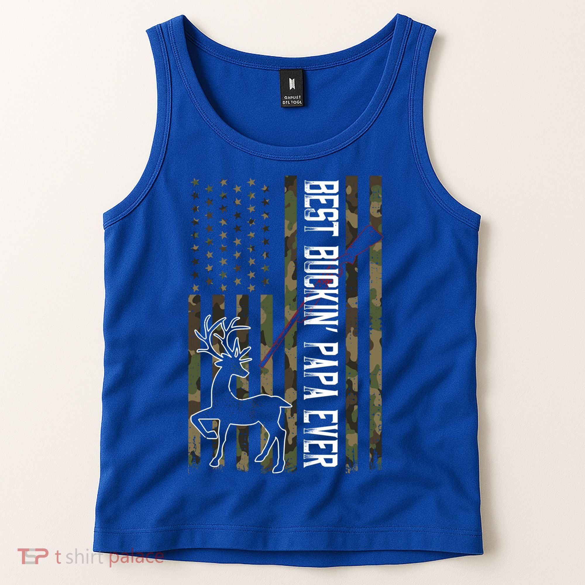 Best Buckin Papa Ever Gift Camo Deer Hunting Bucking Gift Tank Top