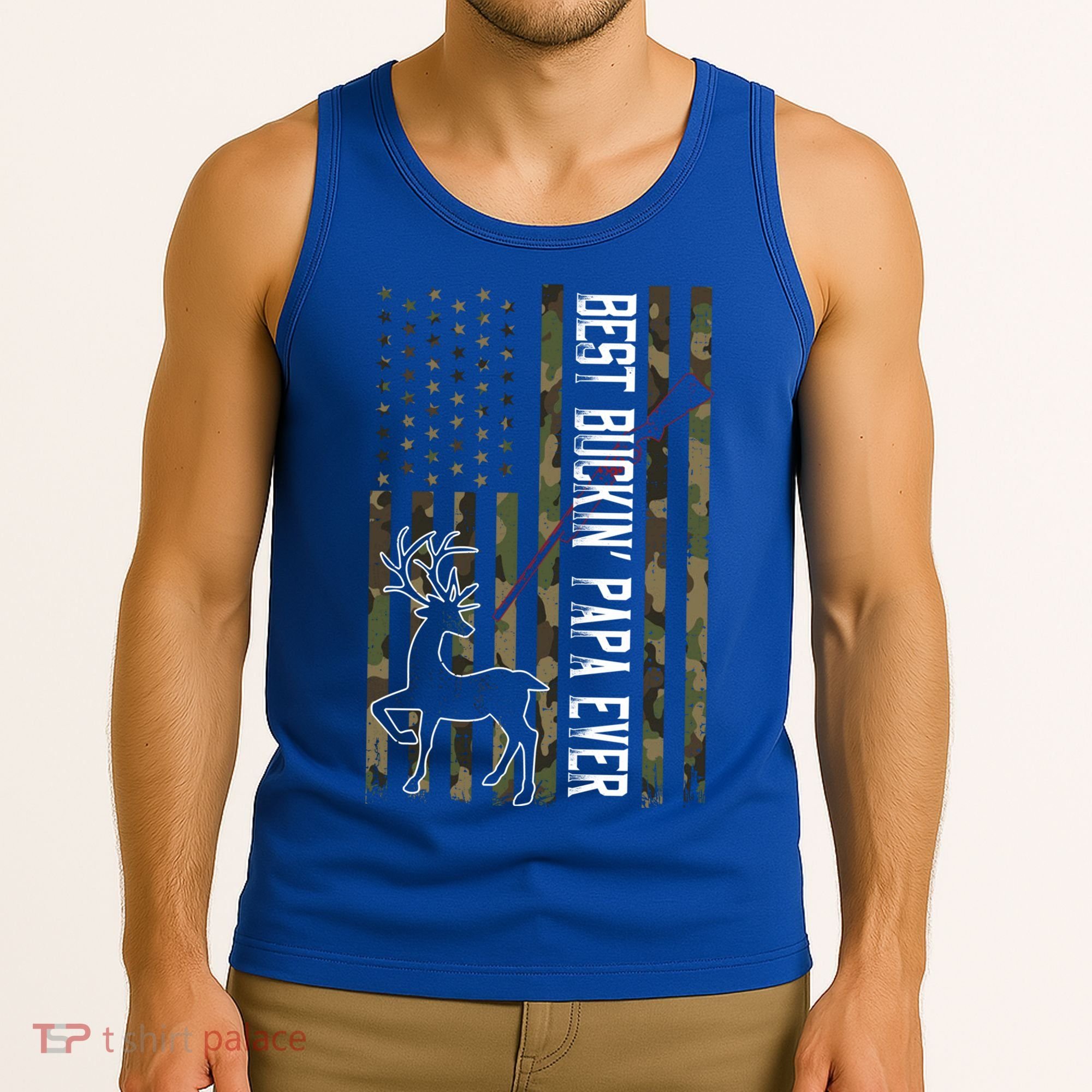 Best Buckin Papa Ever Gift Camo Deer Hunting Bucking Gift Tank Top