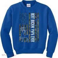 Best Buckin Papa Ever Gift Camo Deer Hunting Bucking Gift Kids Sweatshirt thumb 0