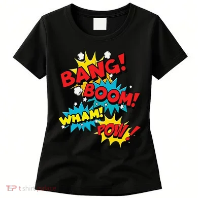 Bang Boom Pow Wham Comic Bubbles Women's T-Shirt