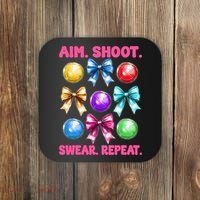 Bocce Ball Player Girl Mom Mothers Day Aim Shoot Swear Coaster thumb 0