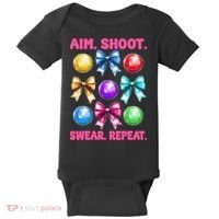 Bocce Ball Player Girl Mom Mothers Day Aim Shoot Swear Baby Bodysuit thumb 0