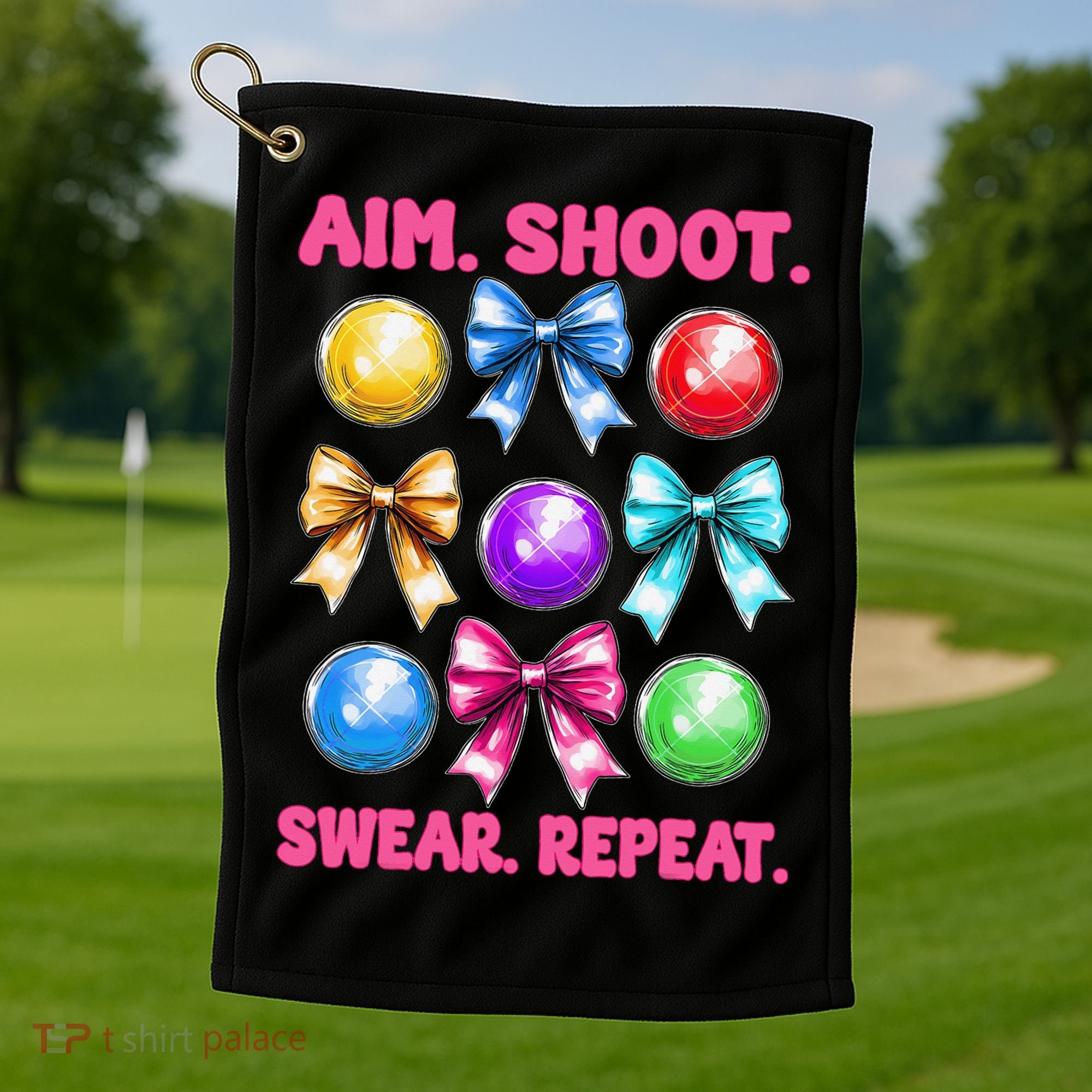 Bocce Ball Player Girl Mom Mothers Day Aim Shoot Swear Golf Towel