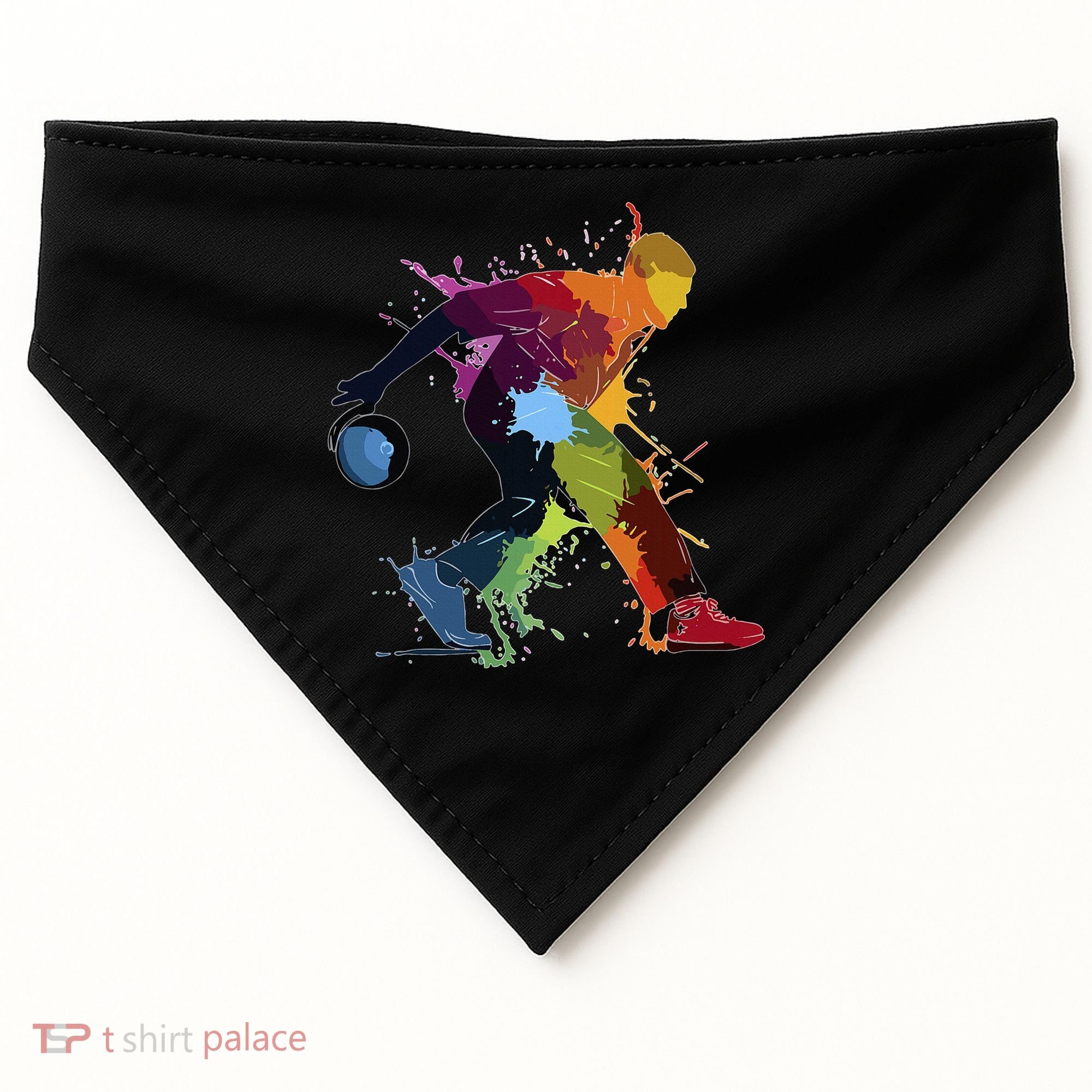 Bowling Bowler paint splash USA-Made Doggie Bandana