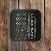Best Buckin Papaw Camo American Flag Deer Hunting Gift Coaster thumb 0