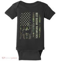 Best Buckin Papaw Camo American Flag Deer Hunting Gift Baby Bodysuit thumb 0