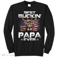 Best Buckin Papa Ever Usa Flag Deer Hunting FatherS Day Sweatshirt thumb 0