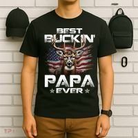 Best Buckin Papa Ever Usa Flag Deer Hunting FatherS Day T-Shirt thumb 6
