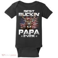 Best Buckin Papa Ever Usa Flag Deer Hunting FatherS Day Baby Bodysuit thumb 0
