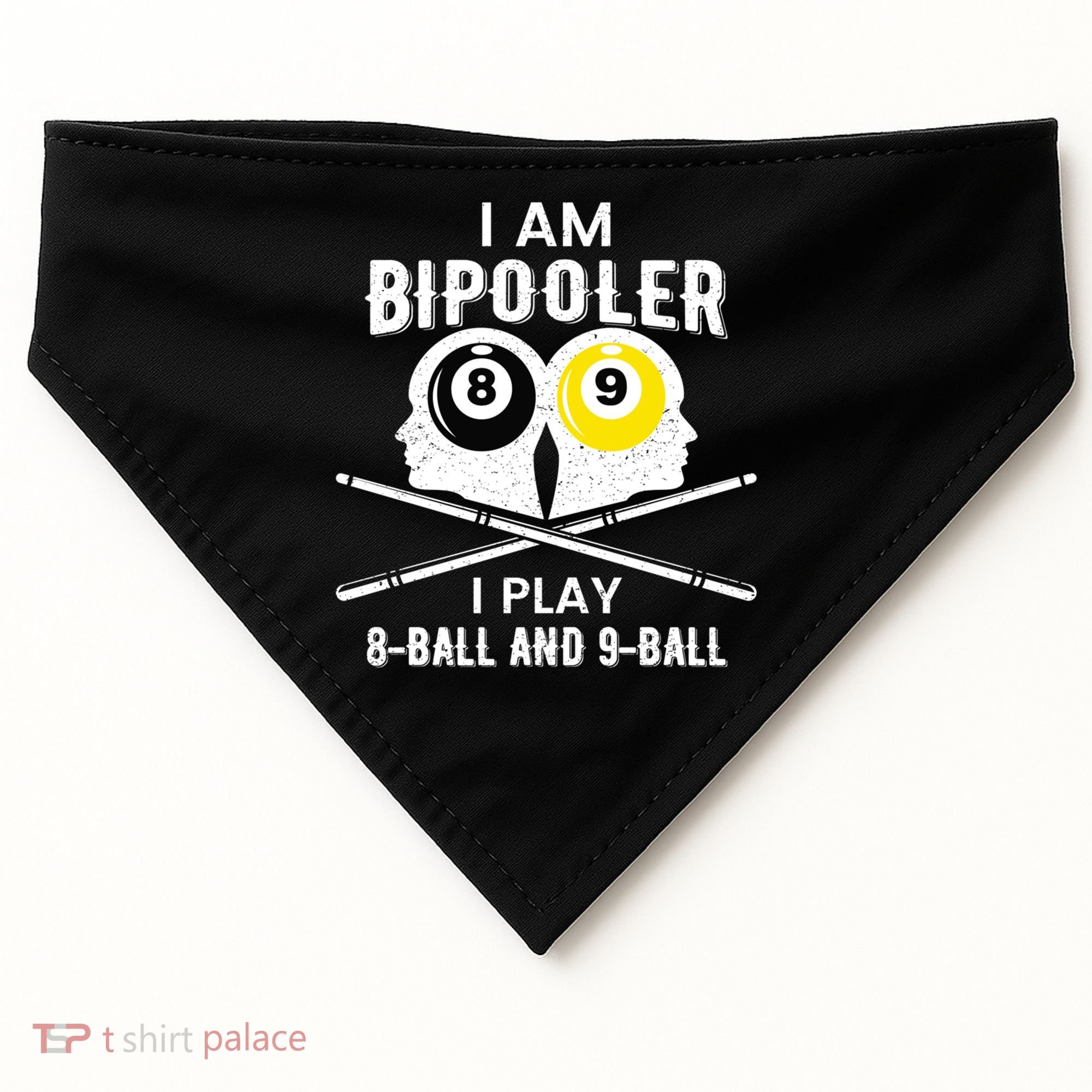 Bipolar Bipooler Pool Player Pool Billiards Gift 8 Ball 9 Meaningful Gift USA-Made Doggie Bandana