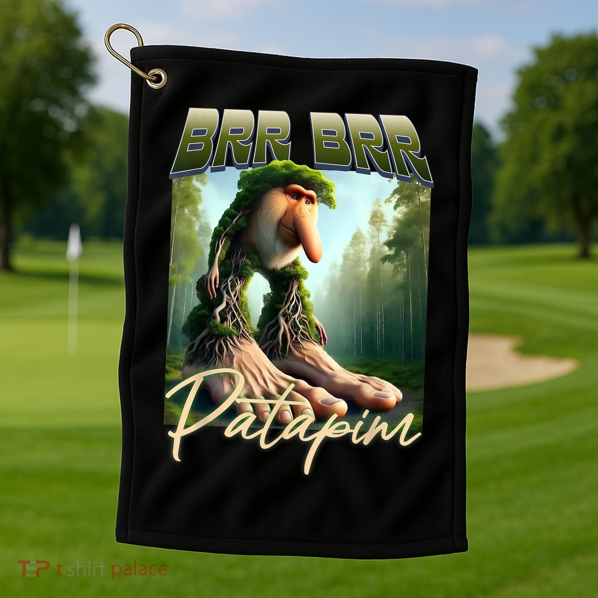 Brr Brr Patapim Italian Brainrot Meme Forest Monkey Bootleg  Golf Towel
