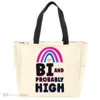 Bisexual Bi Pride Flag Bi And Probably High Tote Bag thumb 0
