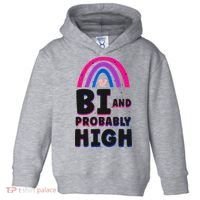 Bisexual Bi Pride Flag Bi And Probably High Toddler Hoodie thumb 0