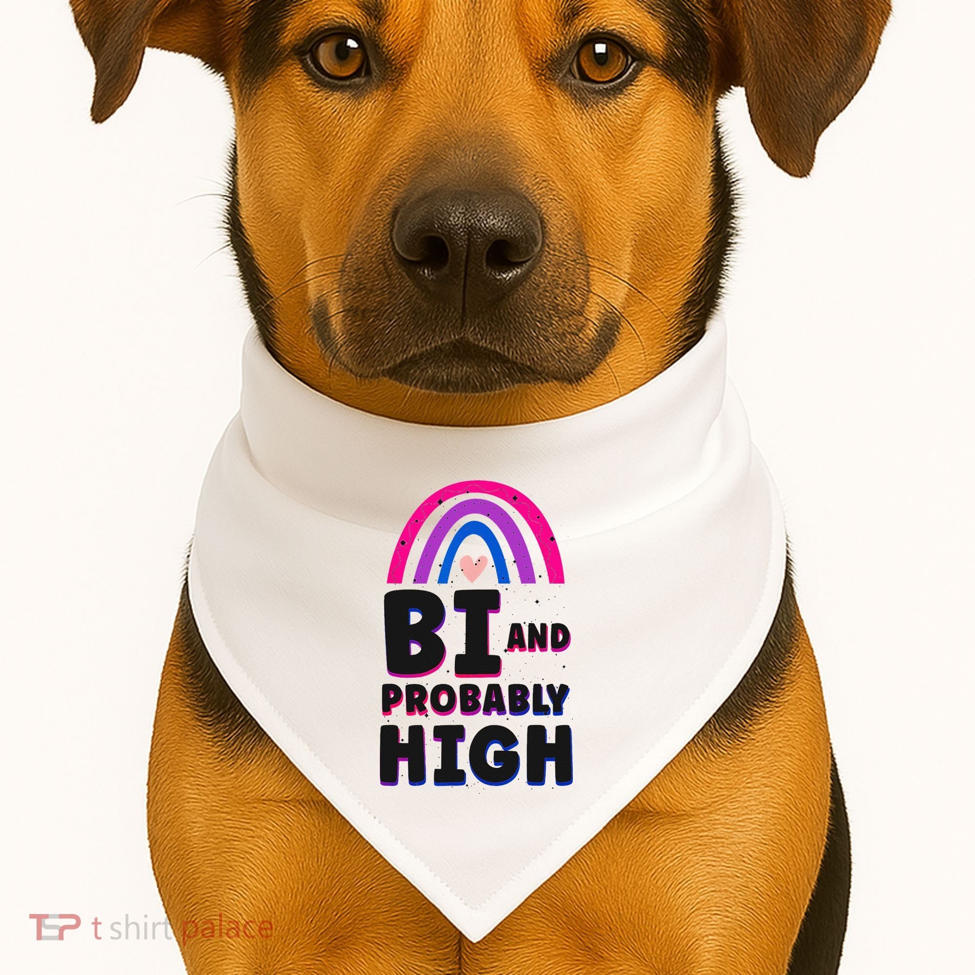 Bisexual Bi Pride Flag Bi And Probably High USA-Made Doggie Bandana