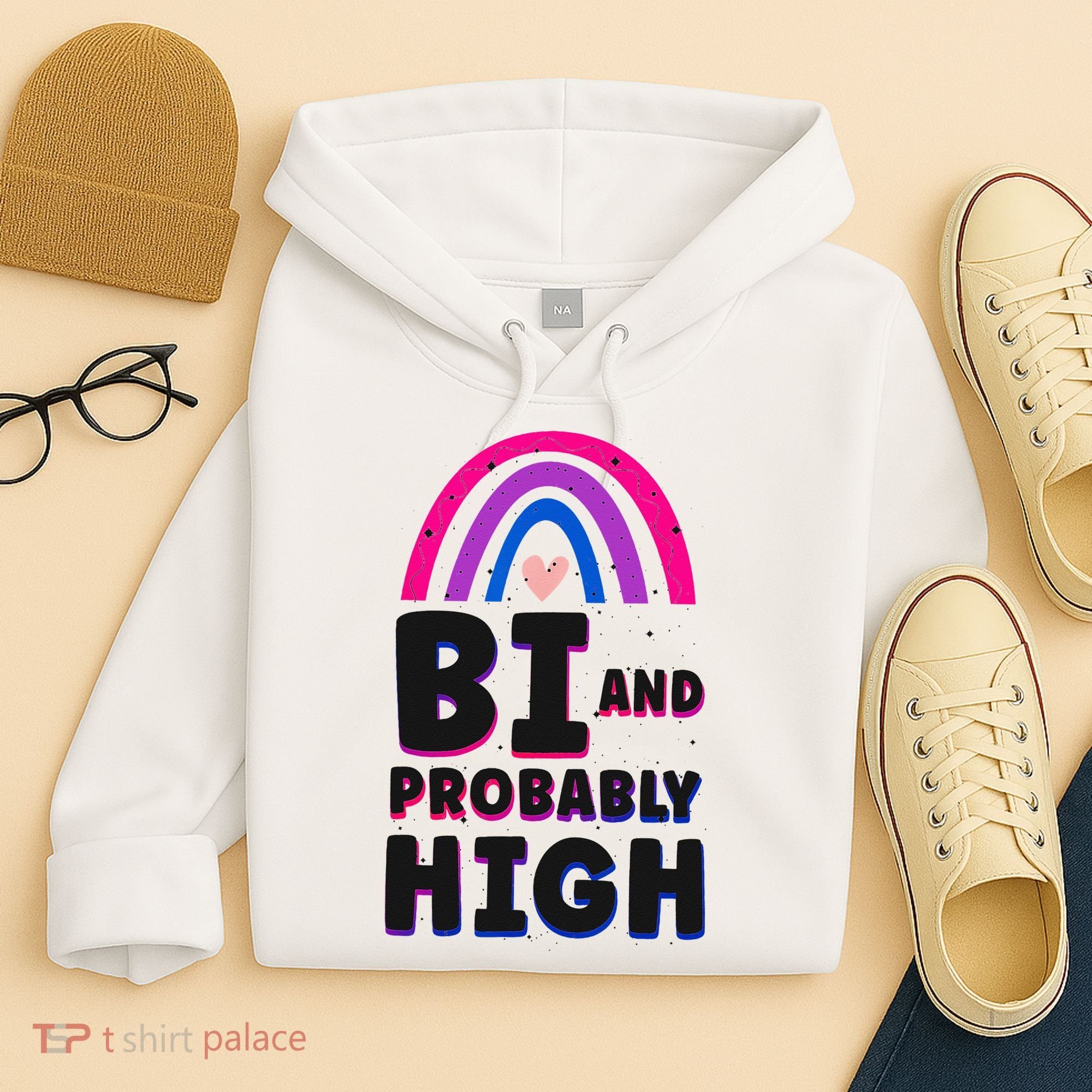 Bisexual Bi Pride Flag Bi And Probably High Hoodie