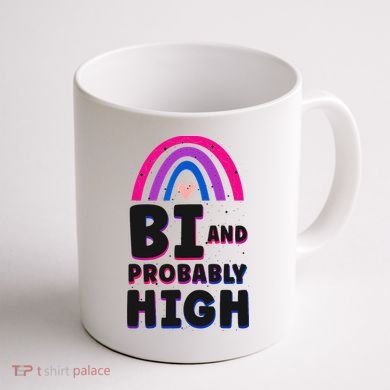 Bisexual Bi Pride Flag Bi And Probably High Coffee Mug back